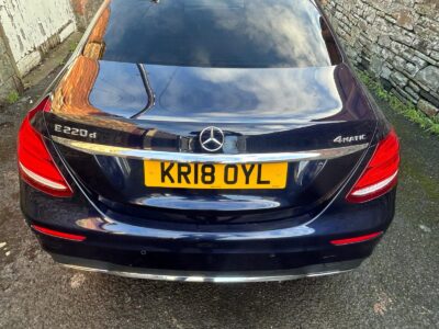 MERCEDES-BENZ MODEL E 220 D AMG LINE PREM 4MATIC A ENGINE CC 1950 cc ENGINE SIZE 2.0 Litres FUEL DIESEL BODY 4 DOOR SALOON TRANSMISSION AUTOMATIC SEATS 5 COLOUR BLUE REG DATE 30/05/2018 42,450 miles KR18 OYL