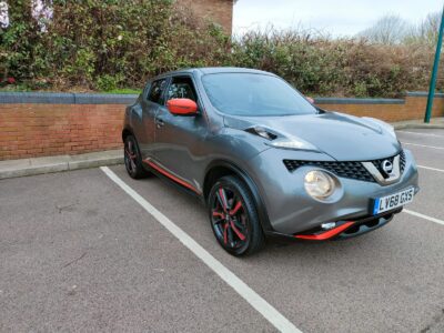 NISSAN MODEL JUKE TEKNA CVT ENGINE CC 1598 cc ENGINE SIZE 1.6 Litres FUEL PETROL BODY 5 DOOR HATCHBACK TRANSMISSION CVT SEATS 5 COLOUR GREY REG DATE 22/12/2018 32,345 miles LV68GXS