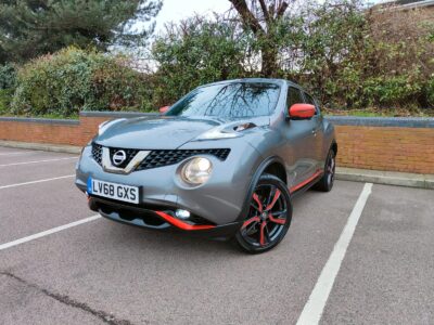 NISSAN MODEL JUKE TEKNA CVT ENGINE CC 1598 cc ENGINE SIZE 1.6 Litres FUEL PETROL BODY 5 DOOR HATCHBACK TRANSMISSION CVT SEATS 5 COLOUR GREY REG DATE 22/12/2018 32,345 miles LV68GXS