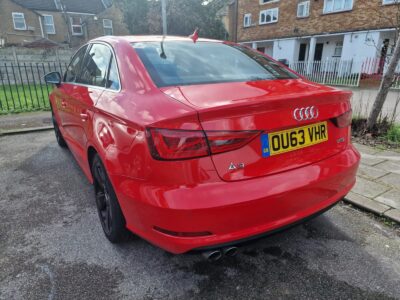 AUDI A3 SPORT TFSI S-A ENGINE SIZE 1.4 Litres FUEL PETROL BODY 4 DOOR SALOON TRANSMISSION SEMI AUTO SEATS 5 COLOUR RED REG DATE 17/09/2013 67300 Miles OU63 VHR