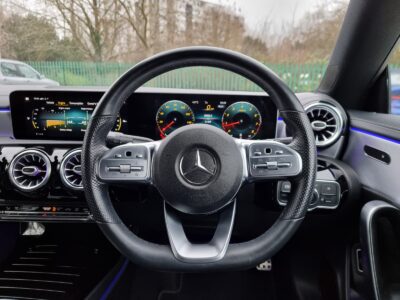 MERCEDES-BENZ MODEL CLA 180 AMG LINE PREMIUM AUTO ENGINE CC 1332 cc ENGINE SIZE 1.3 Litres FUEL PETROL BODY 4 DOOR COUPE TRANSMISSION AUTOMATIC SEATS 5 COLOUR WHITE REG DATE 19/12/2019 41,500 miles SL69CDE