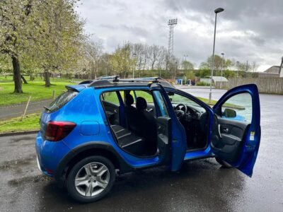 DACIA SANDERO STEPWAY COMFORT TCE ENGINE SIZE 0.9 Litres FUEL PETROL BODY 5 DOOR HATCHBACK TRANSMISSION MANUAL SEATS 5 COLOUR BLUE REG DATE 31/12/2018 50500 Miles SD68VFE