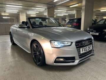 AUDI A5 S5 TFSI QUATTRO AUTO ENGINE SIZE 3.0 Litres FUEL PETROL BODY 2 DOOR CONVERTIBLE TRANSMISSION AUTOMATIC SEATS 4 COLOUR SILVER REG DATE 15/03/2012 83000 miles FX12 ZKT