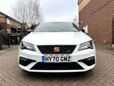 SEAT LEON CUPRA 290 TSI S-A ENGINE SIZE 2.0 Litres FUEL PETROL BODY 5 DOOR HATCHBACK TRANSMISSION SEMI AUTO SEATS 5 COLOUR WHITE REG DATE 11/09/2020 38600 Miles HY70 GMZ