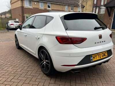 SEAT LEON CUPRA 290 TSI S-A ENGINE SIZE 2.0 Litres FUEL PETROL BODY 5 DOOR HATCHBACK TRANSMISSION SEMI AUTO SEATS 5 COLOUR WHITE REG DATE 11/09/2020 38600 Miles HY70 GMZ