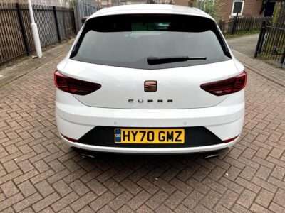 SEAT LEON CUPRA 290 TSI S-A ENGINE SIZE 2.0 Litres FUEL PETROL BODY 5 DOOR HATCHBACK TRANSMISSION SEMI AUTO SEATS 5 COLOUR WHITE REG DATE 11/09/2020 38600 Miles HY70 GMZ