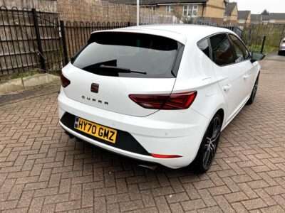 SEAT LEON CUPRA 290 TSI S-A ENGINE SIZE 2.0 Litres FUEL PETROL BODY 5 DOOR HATCHBACK TRANSMISSION SEMI AUTO SEATS 5 COLOUR WHITE REG DATE 11/09/2020 38600 Miles HY70 GMZ