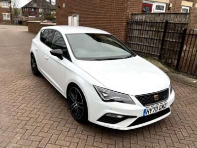 SEAT LEON CUPRA 290 TSI S-A ENGINE SIZE 2.0 Litres FUEL PETROL BODY 5 DOOR HATCHBACK TRANSMISSION SEMI AUTO SEATS 5 COLOUR WHITE REG DATE 11/09/2020 38600 Miles HY70 GMZ