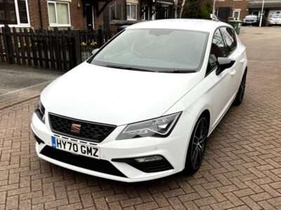 SEAT LEON CUPRA 290 TSI S-A ENGINE SIZE 2.0 Litres FUEL PETROL BODY 5 DOOR HATCHBACK TRANSMISSION SEMI AUTO SEATS 5 COLOUR WHITE REG DATE 11/09/2020 38600 Miles HY70 GMZ