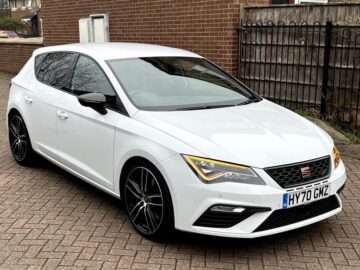 SEAT LEON CUPRA 290 TSI S-A ENGINE SIZE 2.0 Litres FUEL PETROL BODY 5 DOOR HATCHBACK TRANSMISSION SEMI AUTO SEATS 5 COLOUR WHITE REG DATE 11/09/2020 38600 Miles HY70 GMZ