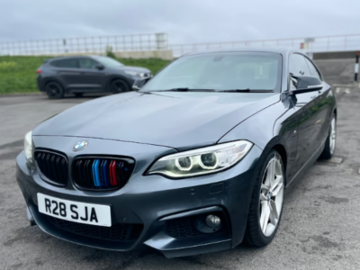 BMW 220D M SPORT 2 SERIES 2014  ENGINE SIZE 2.0 Litres FUEL DIESEL BODY 2 DOOR COUPE TRANSMISSION MANUAL SEATS 4 COLOUR GREY REG DATE 15/04/2014 95750 Miles R28 SJA