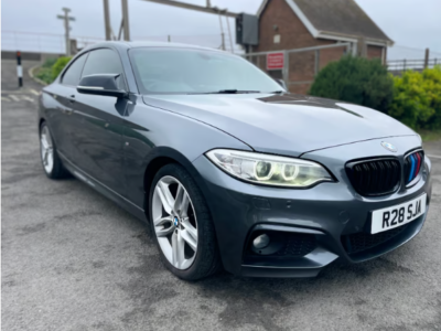 BMW 220D M SPORT 2 SERIES 2014  ENGINE SIZE 2.0 Litres FUEL DIESEL BODY 2 DOOR COUPE TRANSMISSION MANUAL SEATS 4 COLOUR GREY REG DATE 15/04/2014 95750 Miles R28 SJA