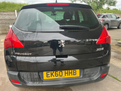 PEUGEOT MODEL 3008 SPORT HDI S-A ENGINE SIZE1.6 Litres FUEL DIESEL BODY 5 DOOR HATCHBACK TRANSMISSION SEMI AUTO SEATS 5 COLOUR BLACK REG DATE 30/09/2010 EK60HHB Mileage: 72100