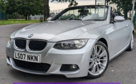 BMW MODEL 320I M SPORT A ENGINE SIZE 2.0 Litres FUEL PETROL BODY 2 DOOR CONVERTIBLE TRANSMISSION AUTOMATIC SEATS 4 COLOUR SILVER REG DATE 25/06/2007 Mileage: 78212 LS07NKN