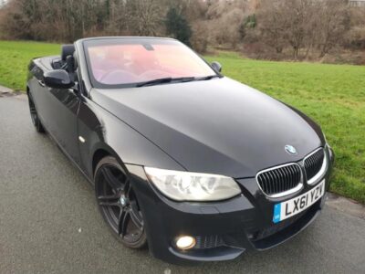 BMW MODEL 330D M SPORT AUTO  ENGINE SIZE 3.0 Litres FUEL DIESEL BODY 2 DOOR CONVERTIBLE TRANSMISSION AUTOMATIC SEATS 4 COLOUR BLACK REG DATE 23/09/2011 Mileage: 53000