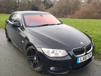 BMW MODEL 330D M SPORT AUTO  ENGINE SIZE 3.0 Litres FUEL DIESEL BODY 2 DOOR CONVERTIBLE TRANSMISSION AUTOMATIC SEATS 4 COLOUR BLACK REG DATE 23/09/2011 Mileage: 53000