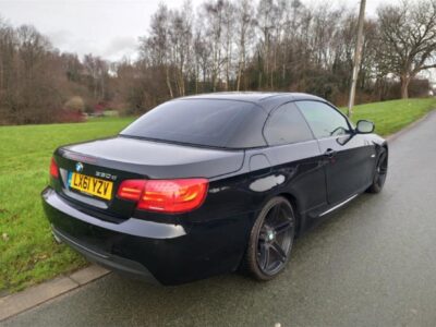 BMW MODEL 330D M SPORT AUTO  ENGINE SIZE 3.0 Litres FUEL DIESEL BODY 2 DOOR CONVERTIBLE TRANSMISSION AUTOMATIC SEATS 4 COLOUR BLACK REG DATE 23/09/2011 Mileage: 53000